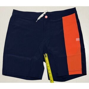 Rhone Barrier Swim Shorts Mens Large Navy Emberglow Orange 6 Inch 101557-410 NWT